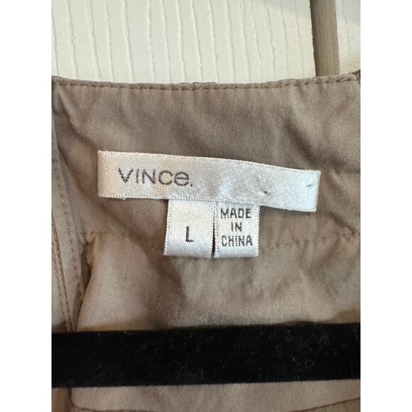 Vince Taupe Minimalist Natural Capsule Gathered Neck Dress Lightweight - Picture 6 of 8